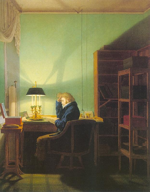 Georg Friedrich Kersting Man Reading by Lamplight oil painting image